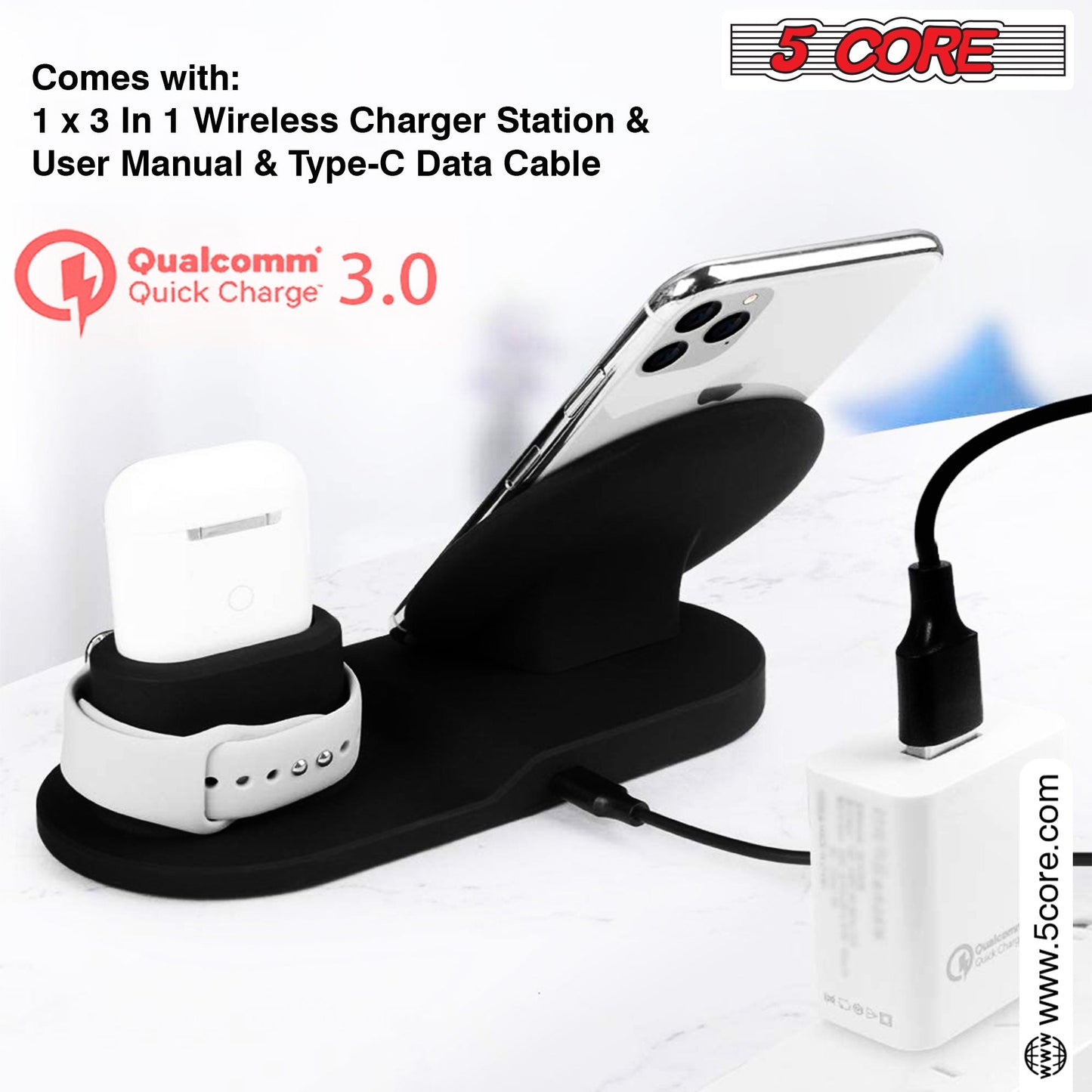 EnerQi™ 3 in 1 Wireless Charging Station